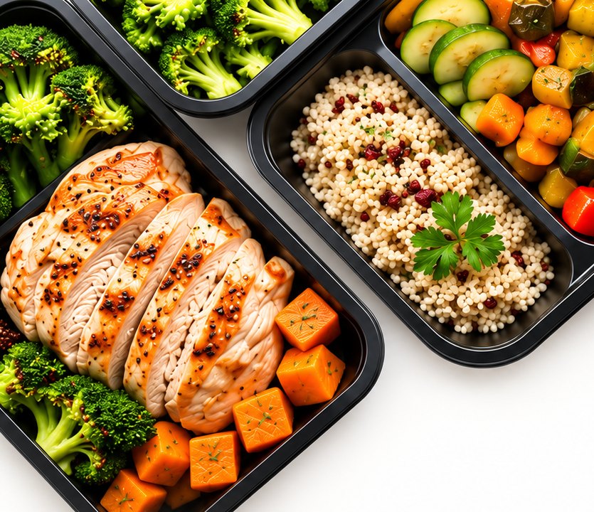 Bandejas de Dieta Lecaro con pollo, quinoa y vegetales