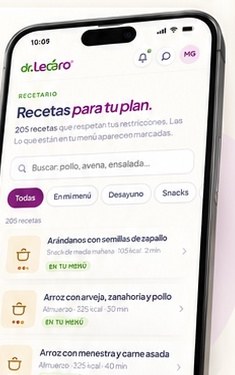 Pantalla Recetas para tu plan