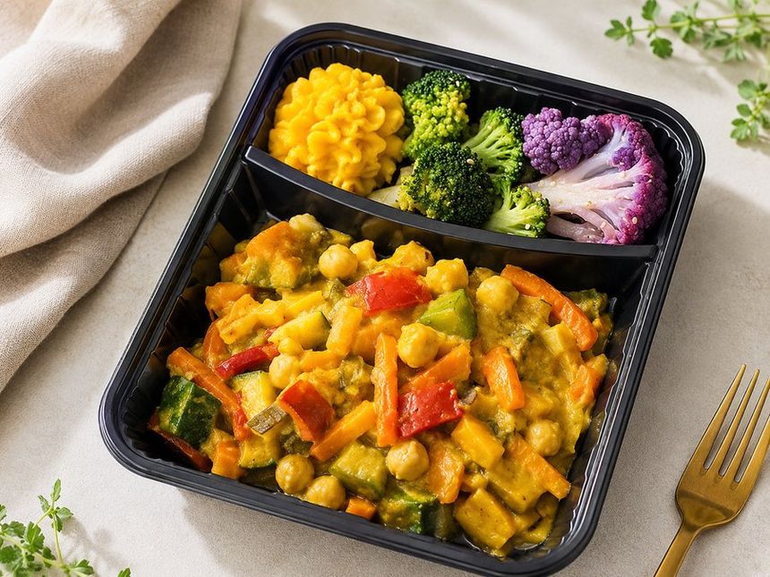 Guiso de garbanzos con vegetales y brócoli